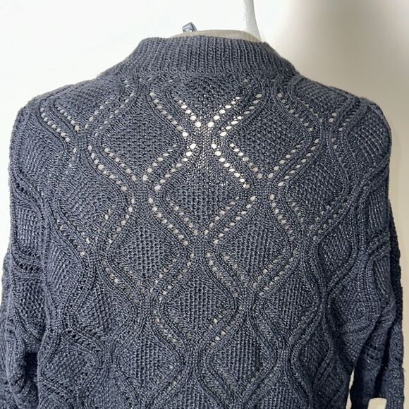 ALFANI PM Cable Eyelet Knit Cropped Quarter Sleeve Open Front Cardigan - Picture 4 of 11